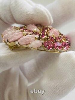 Stunning Large Vintage WEISS Pink Rhinestone Brooch Ex. Condition! See Video