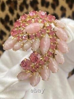 Stunning Large Vintage WEISS Pink Rhinestone Brooch Ex. Condition! See Video