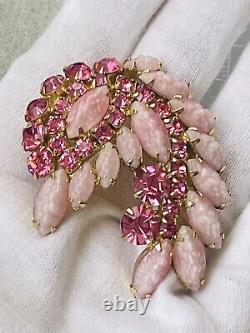 Stunning Large Vintage WEISS Pink Rhinestone Brooch Ex. Condition! See Video