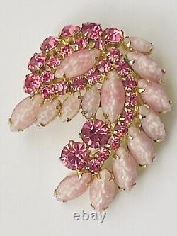 Stunning Large Vintage WEISS Pink Rhinestone Brooch Ex. Condition! See Video