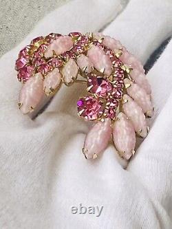 Stunning Large Vintage WEISS Pink Rhinestone Brooch Ex. Condition! See Video