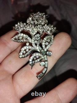 Stunning Vintage 1920s-1960s Floral Rhinestone Brooch Must See Pictures
