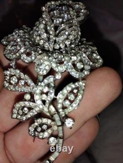 Stunning Vintage 1920s-1960s Floral Rhinestone Brooch Must See Pictures