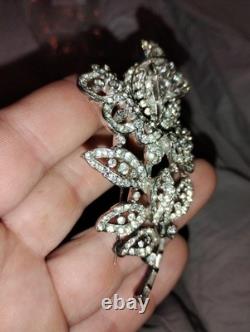 Stunning Vintage 1920s-1960s Floral Rhinestone Brooch Must See Pictures