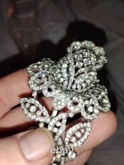 Stunning Vintage 1920s-1960s Floral Rhinestone Brooch Must See Pictures