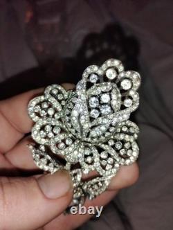Stunning Vintage 1920s-1960s Floral Rhinestone Brooch Must See Pictures