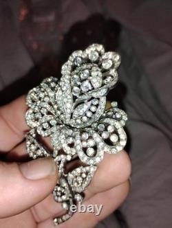 Stunning Vintage 1920s-1960s Floral Rhinestone Brooch Must See Pictures