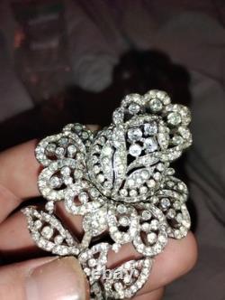 Stunning Vintage 1920s-1960s Floral Rhinestone Brooch Must See Pictures