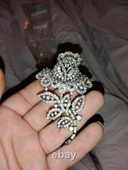Stunning Vintage 1920s-1960s Floral Rhinestone Brooch Must See Pictures