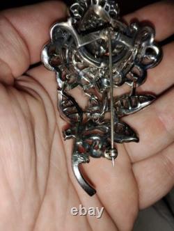 Stunning Vintage 1920s-1960s Floral Rhinestone Brooch Must See Pictures