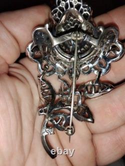 Stunning Vintage 1920s-1960s Floral Rhinestone Brooch Must See Pictures