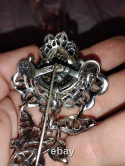 Stunning Vintage 1920s-1960s Floral Rhinestone Brooch Must See Pictures