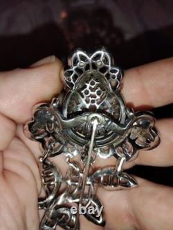 Stunning Vintage 1920s-1960s Floral Rhinestone Brooch Must See Pictures