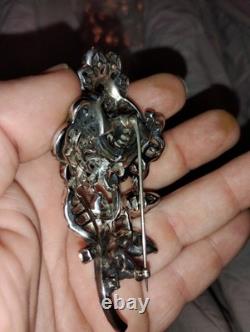 Stunning Vintage 1920s-1960s Floral Rhinestone Brooch Must See Pictures