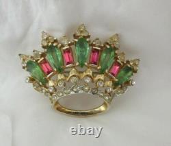 Stunning Vintage CORO Rhinestone Crown Brooch Pin