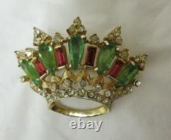 Stunning Vintage CORO Rhinestone Crown Brooch Pin