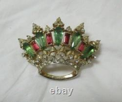 Stunning Vintage CORO Rhinestone Crown Brooch Pin