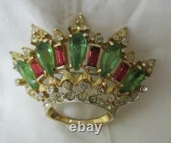 Stunning Vintage CORO Rhinestone Crown Brooch Pin