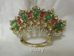 Stunning Vintage CORO Rhinestone Crown Brooch Pin
