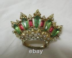 Stunning Vintage CORO Rhinestone Crown Brooch Pin