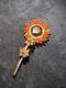 Stunning Vintage Juliana D&E Gold tone Orange AB Rhinestone Stem Flower Brooch