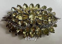 Stunning Vintage Lemon Yellow Signed Weiss Brooch Excellent Quality/condition