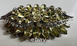 Stunning Vintage Lemon Yellow Signed Weiss Brooch Excellent Quality/condition