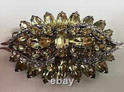 Stunning Vintage Lemon Yellow Signed Weiss Brooch Excellent Quality/condition