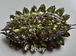 Stunning Vintage Lemon Yellow Signed Weiss Brooch Excellent Quality/condition