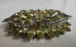 Stunning Vintage Lemon Yellow Signed Weiss Brooch Excellent Quality/condition