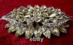 Stunning Vintage Lemon Yellow Signed Weiss Brooch Excellent Quality/condition