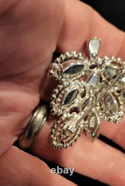 Stunning Vintage Weiss Brooch Pin AB Glass Navette Rhinestone Estate 2 inches