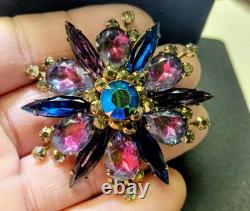 Stunning Vtg 1960s CELEBRITY Rhinestone Brooch & Clip-on Earring Set- Rare Find