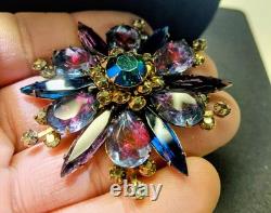 Stunning Vtg 1960s CELEBRITY Rhinestone Brooch & Clip-on Earring Set- Rare Find