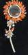 Stunning Vtg Juliana Gold tone Orange AB Rhinestone Stem Flower Brooch