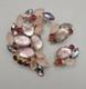Stunning Vtg Pink & Ruby Red Molded/ Poured Glass & Rhinestone Brooch & Clip Ons