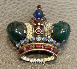 TRIFARI Alfred Philippe Vintage Crown Brooch Sterling Silver Book Piece READ