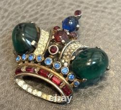 TRIFARI Alfred Philippe Vintage Crown Brooch Sterling Silver Book Piece READ
