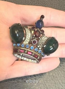 TRIFARI Alfred Philippe Vintage Crown Brooch Sterling Silver Book Piece READ