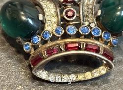 TRIFARI Alfred Philippe Vintage Crown Brooch Sterling Silver Book Piece READ