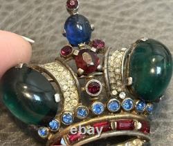 TRIFARI Alfred Philippe Vintage Crown Brooch Sterling Silver Book Piece READ