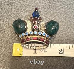 TRIFARI Alfred Philippe Vintage Crown Brooch Sterling Silver Book Piece READ
