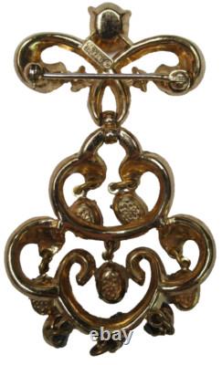 TRIFARI Blue Dangling Rhinestone Waterfall Vintage Pin Brooch