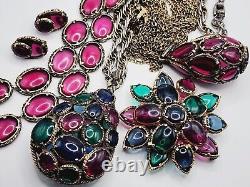 TRIFARI LOT Vintage RENAISSANCE JEWELED Necklaces, Earrings & Pin PARURE