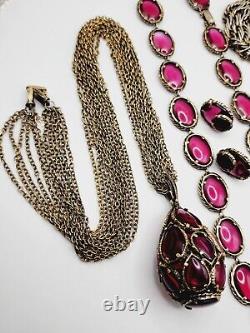 TRIFARI LOT Vintage RENAISSANCE JEWELED Necklaces, Earrings & Pin PARURE