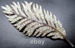 TRIFARI Sparkling Ice Rhinestone Rhodium Plate Leaf Vintage Pin Brooch