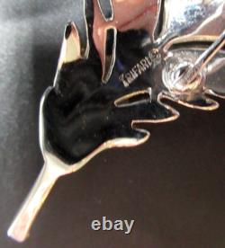 TRIFARI Sparkling Ice Rhinestone Rhodium Plate Leaf Vintage Pin Brooch