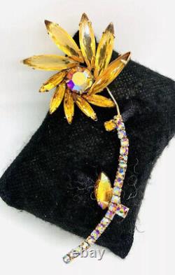 Tall JULIANA Delizza & Elster Rhinestone Pinwheel Flower Brooch Vintage Jewelry