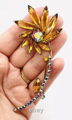 Tall JULIANA Delizza & Elster Rhinestone Pinwheel Flower Brooch Vintage Jewelry