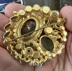 U25344 Vtg Juliana Delizza Elster Gemstone Gold Fluss Rhinestone Green G2U